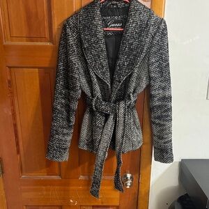 Guess Women's Black and Gray Tweed Blazer